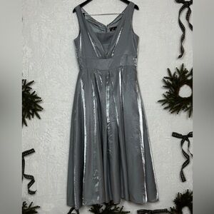 Nina Nischelle Stunning Shimmering Silver Dress SZ 10